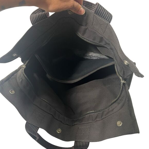 Hermes Gray Canvas Authentic Herline Handbag Tote Bag w Zip - Picture 3 of 10